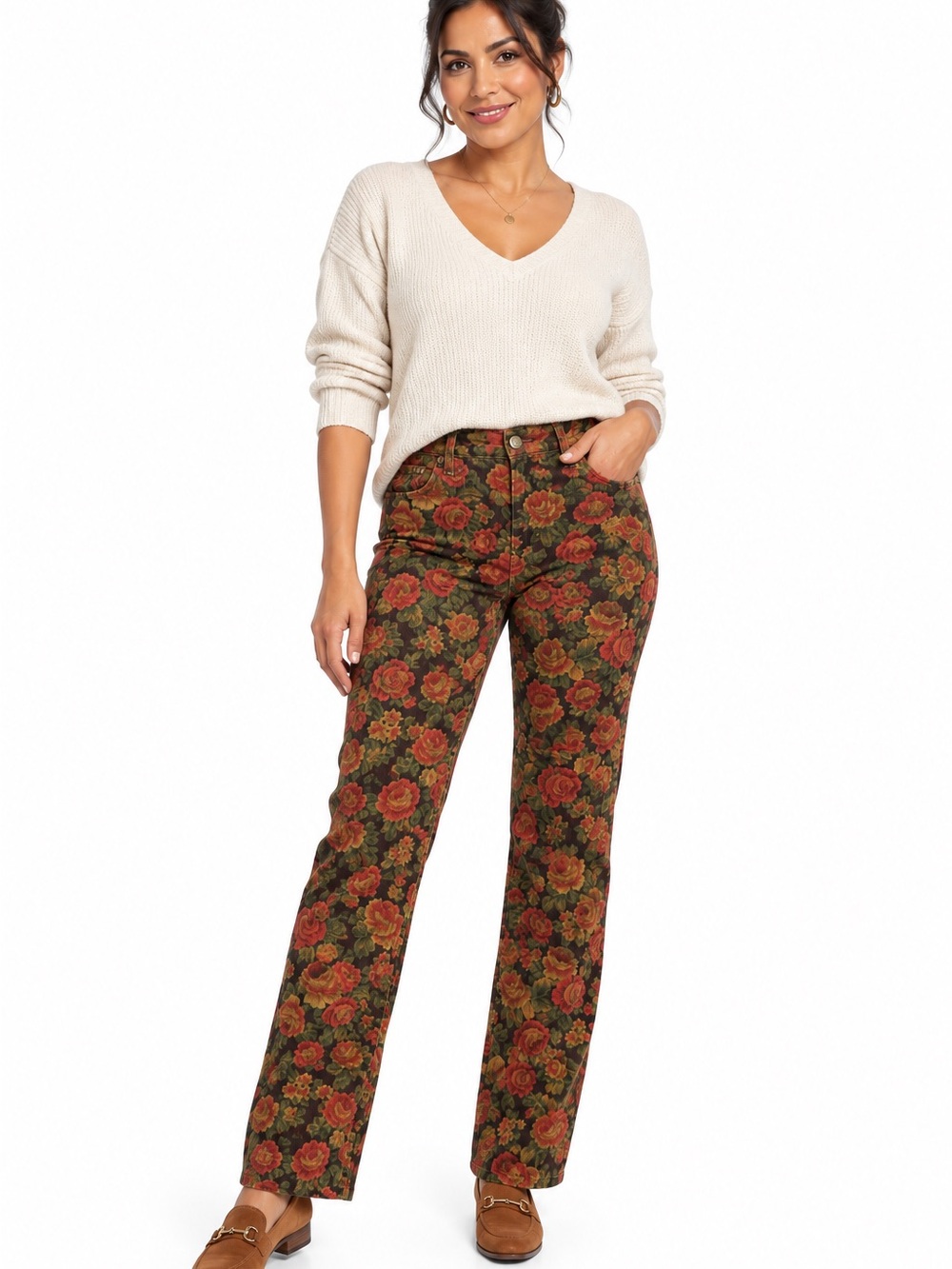 Jones New York Sport Pants Size 6 Multicolor Floral Stretch Jeans NWT